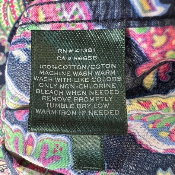 Lauren Ralph Lauren Top Womens Size Large Colorful Paisley Patchwork Non Iron - Picture 14 of 16